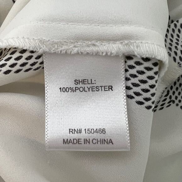 41 Hawthorn Womens Blouse Size Medium White Black Windowpane 3/4 Sleeve Chiffon - Picture 6 of 7